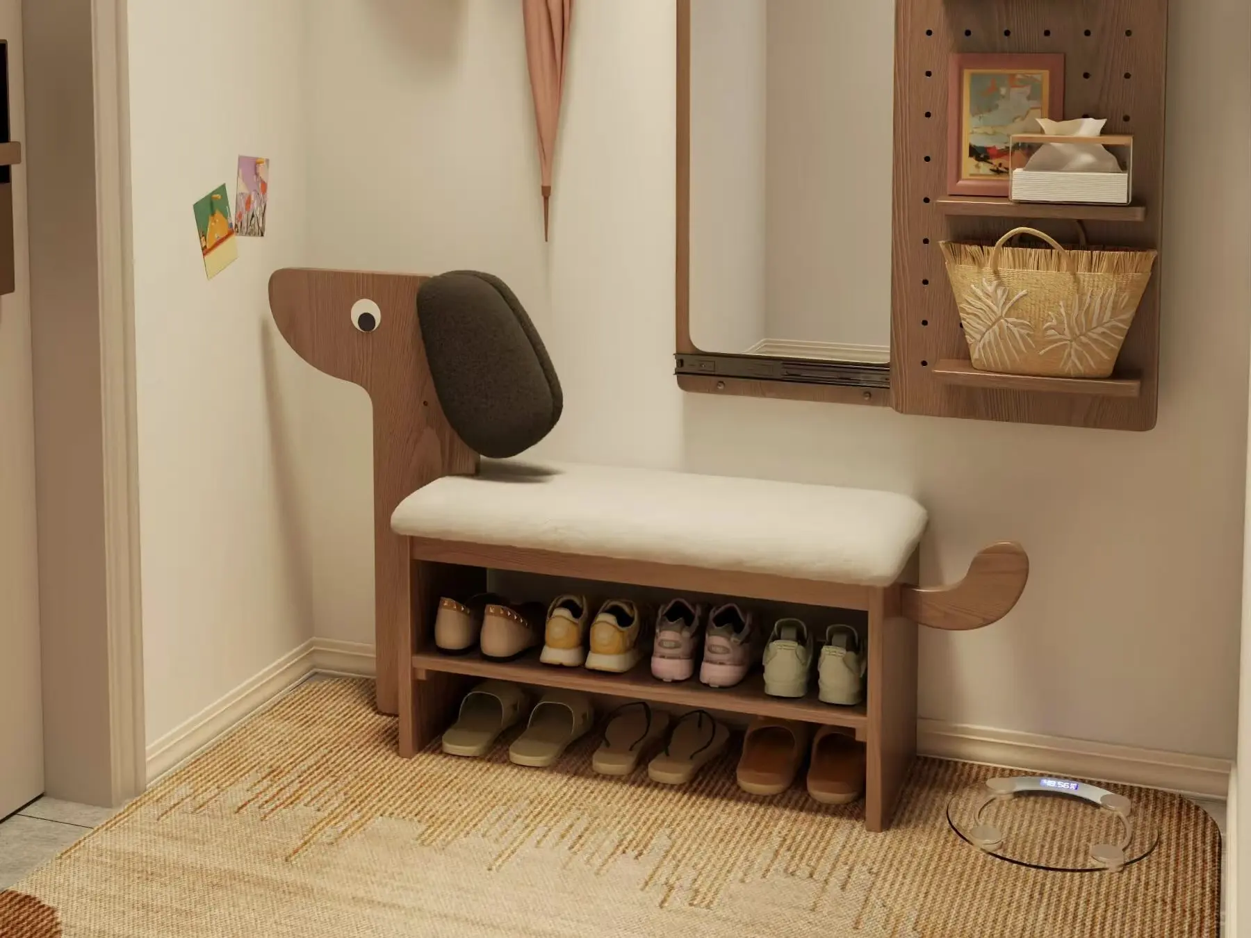 Dog-Shaped Shoe Bench